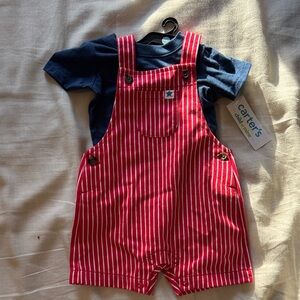 Carter's Navy and Red Striped Overalls